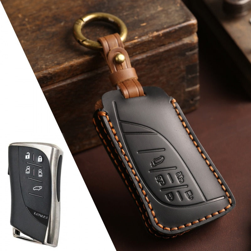 Lexus LM350h LM500 Crazy Horse Leather Key Case(#LE322) - Black