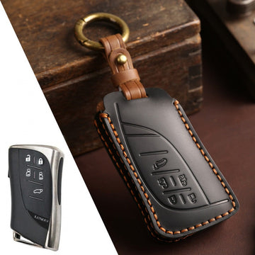 Lexus LM350h LM500 Crazy Horse Leather Key Case(#LE322) - Black