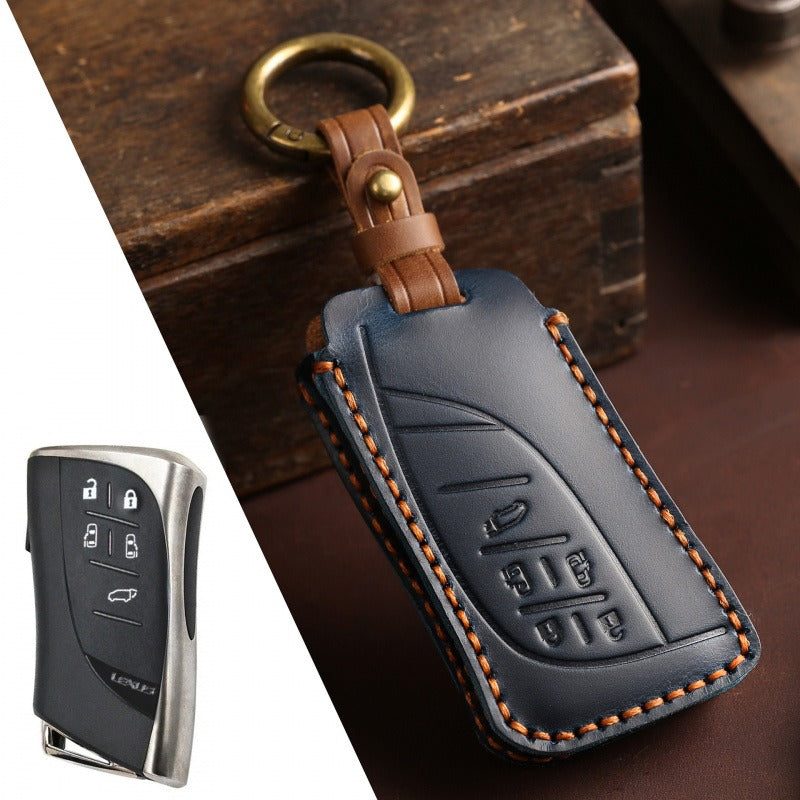 Lexus LM350h LM500 Crazy Horse Leather Key Case(#LE322) - Blue