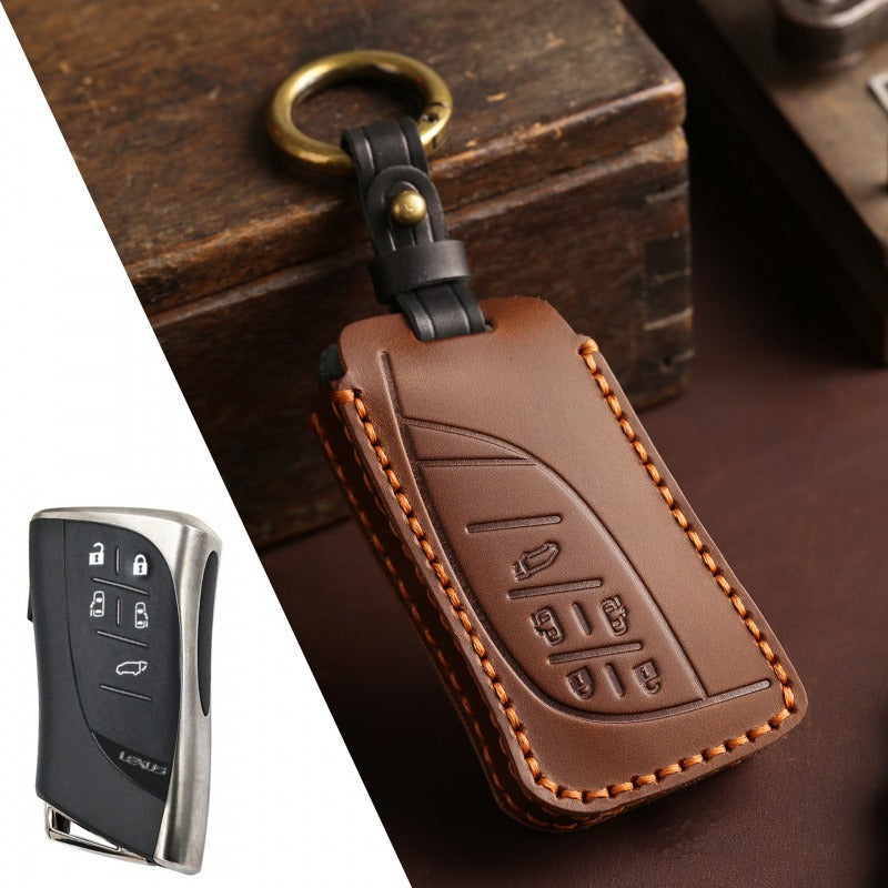 Lexus LM350h LM500 Crazy Horse Leather Key Case(#LE322) - Brown