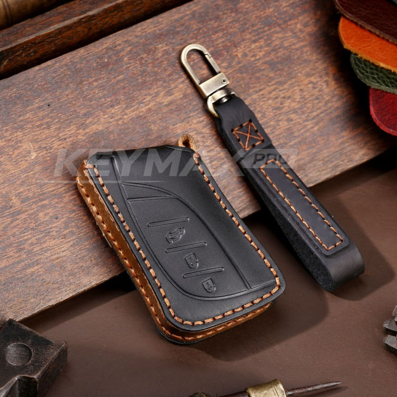 LEXUS Premium Genuine Leather Key Case(#LS03) - Black / 3-key