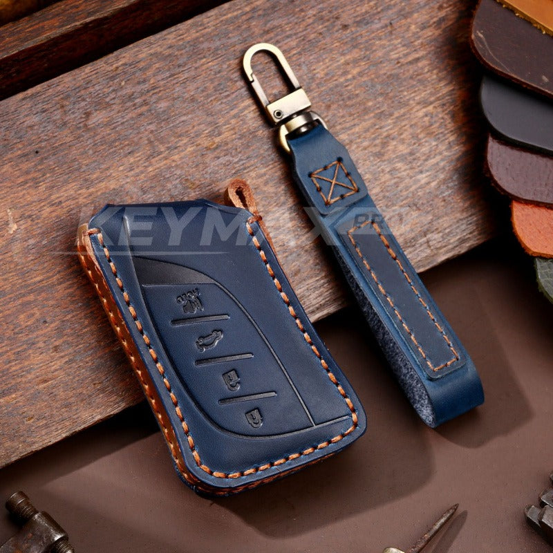 LEXUS Premium Genuine Leather Key Case(#LS03) - Blue / 4-key