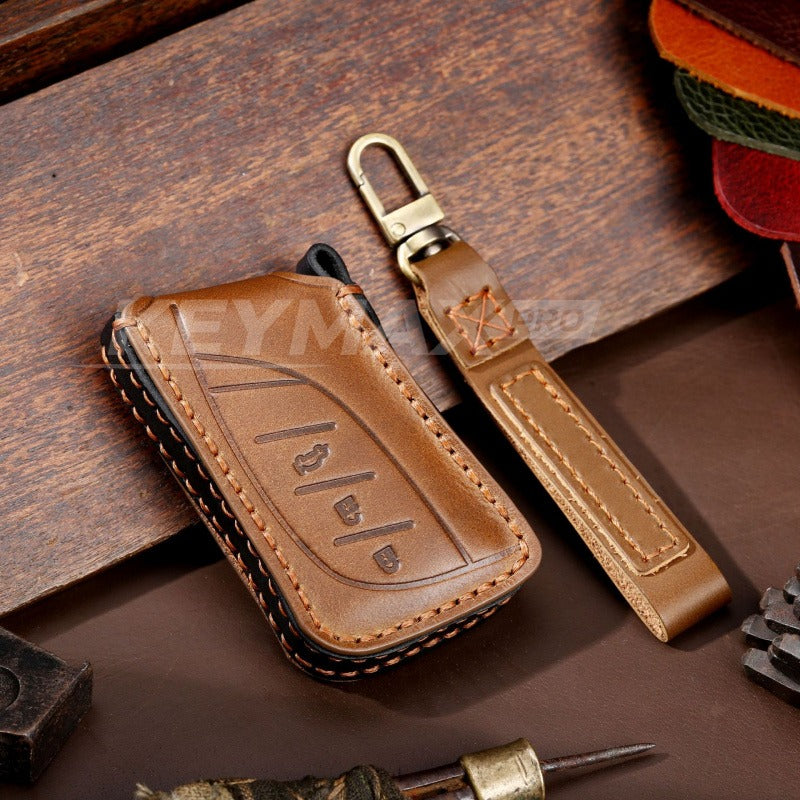LEXUS Premium Genuine Leather Key Case(#LS03) - Brown / 3-key
