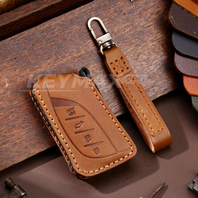 LEXUS Premium Genuine Leather Key Case(#LS03) - Brown / 4-key
