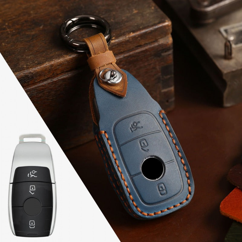Mercedes-Benz Leather Key Case E-Class S-Class GLC(#MB31) - Blue