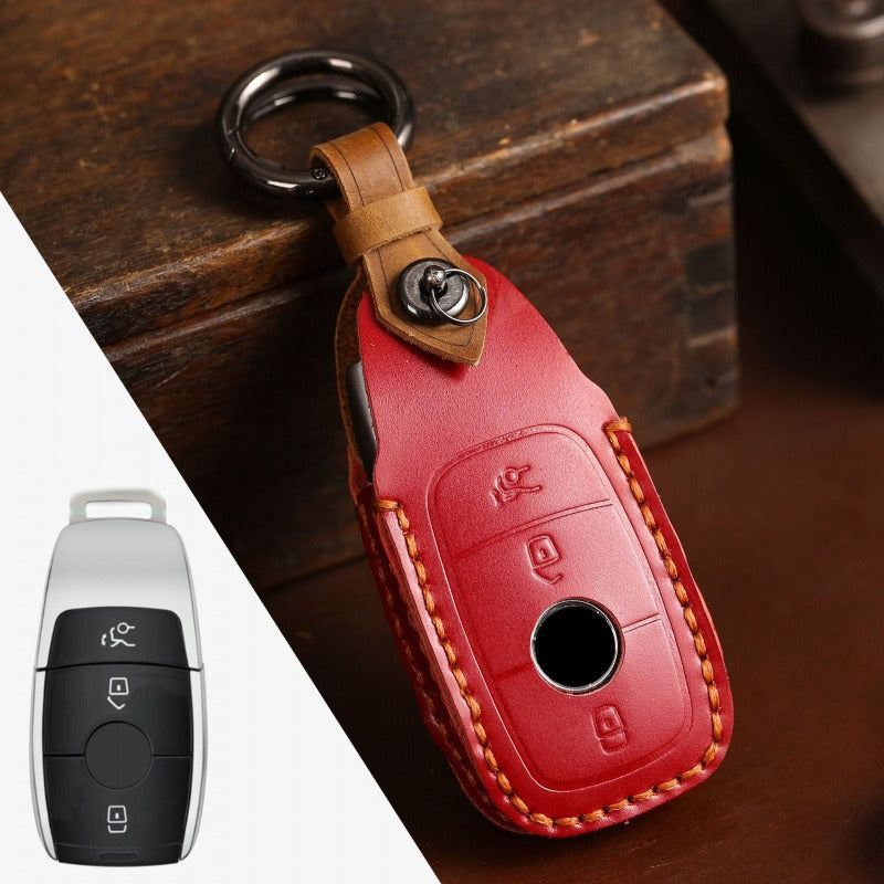 Mercedes-Benz Leather Key Case E-Class S-Class GLC(#MB31) - Red