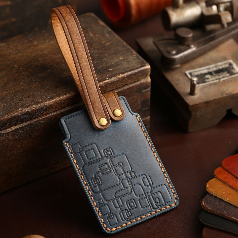 NFC Leather Card Key Case Buick Hongqi BYD Chery Card Holder(KEY01) - Blue