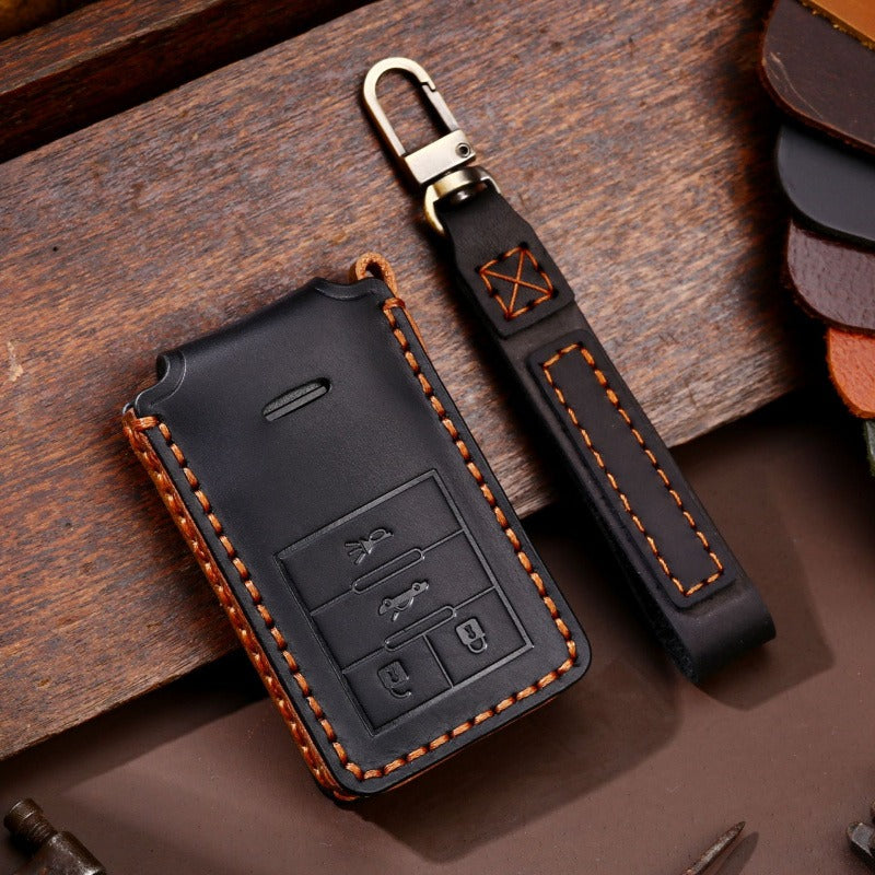 Old Cadillac Leather Key Case(#CA187) - Key-4 / Black