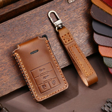 Old Cadillac Leather Key Case(#CA187) - Key-4 / Brown