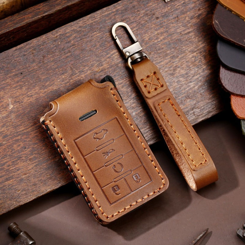Old Cadillac Leather Key Case(#CA187) - Key-5 / Brown
