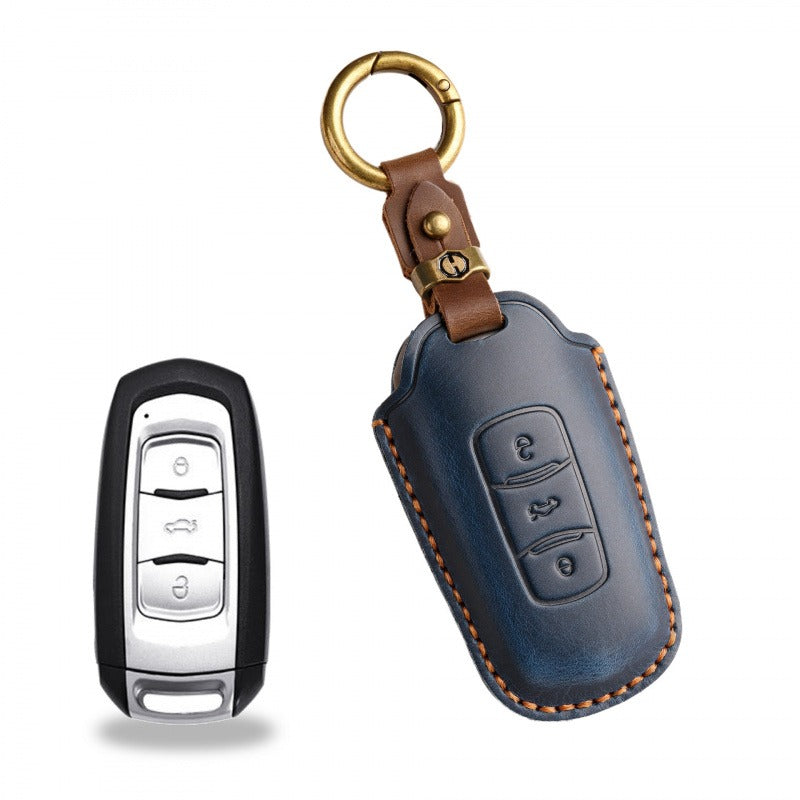 Old Geely Handmade Leather Key Case(#ge50) - Blue