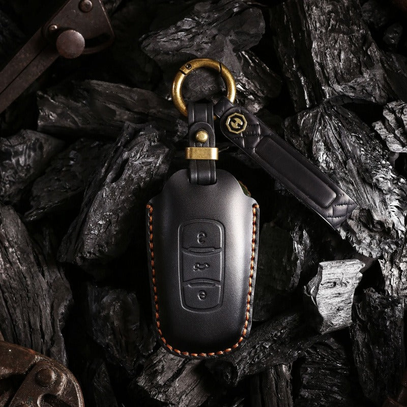 Old Geely Leather Key Case Handmade（#GY40) - Black