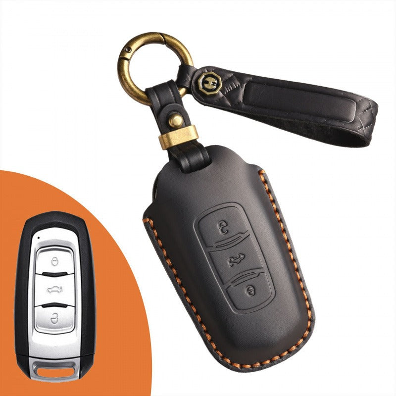 Old Geely Leather Key Case Handmade（#GY40) - Black