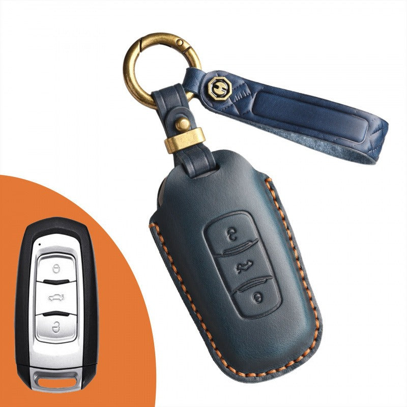 Old Geely Leather Key Case Handmade（#GY40) - Blue