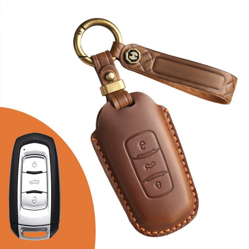 Old Geely Leather Key Case Handmade（#GY40) - Brown
