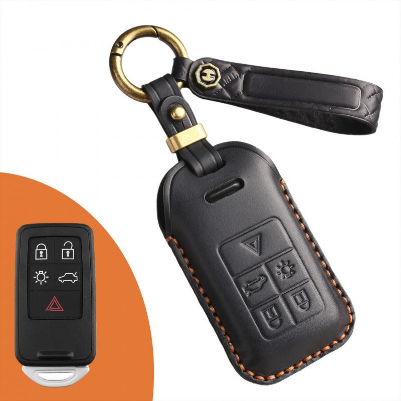 Old Volvo Handmade Leather Key Case(#V137) - Key-5 / Black