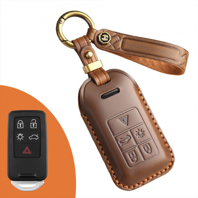 Old Volvo Handmade Leather Key Case(#V137) - Key-5 / Brown