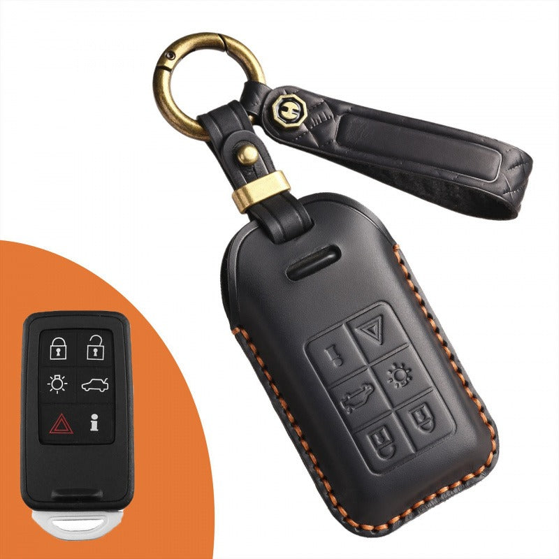 Old Volvo Handmade Leather Key Case(#V137) - Key-6 / Black