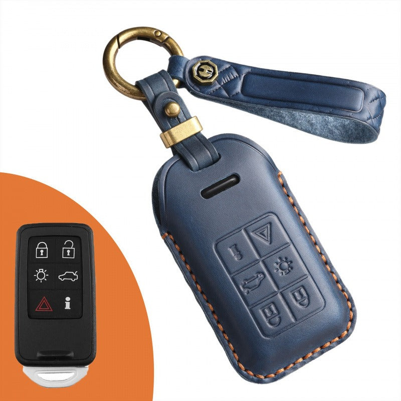 Old Volvo Handmade Leather Key Case(#V137) - Key-6 / Blue