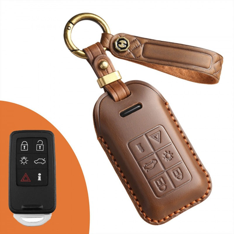 Old Volvo Handmade Leather Key Case(#V137) - Key-6 / Brown
