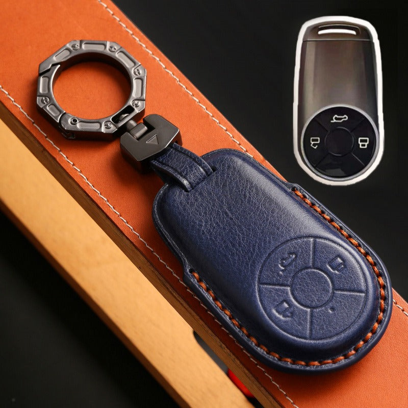 ORA Good Cat GT Ballet Cat Lightning Cat Leather Key Case（#GW70) - Blue