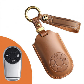 ORA Good Cat Retro Leather Key Case Genuine Cowhide Cove(#OR127) - Brown