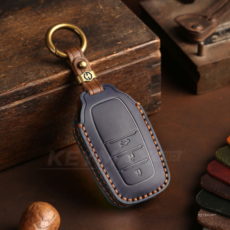 Toyota Leather Key Case for Corolla Camry Avalon RAV4 C-HR(#TA09) - 3-key / Blue