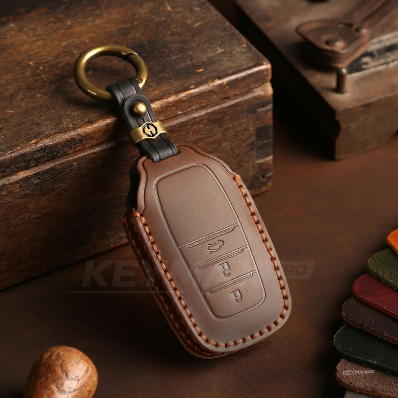 Toyota Leather Key Case for Corolla Camry Avalon RAV4 C-HR(#TA09) - 3-key / Brown