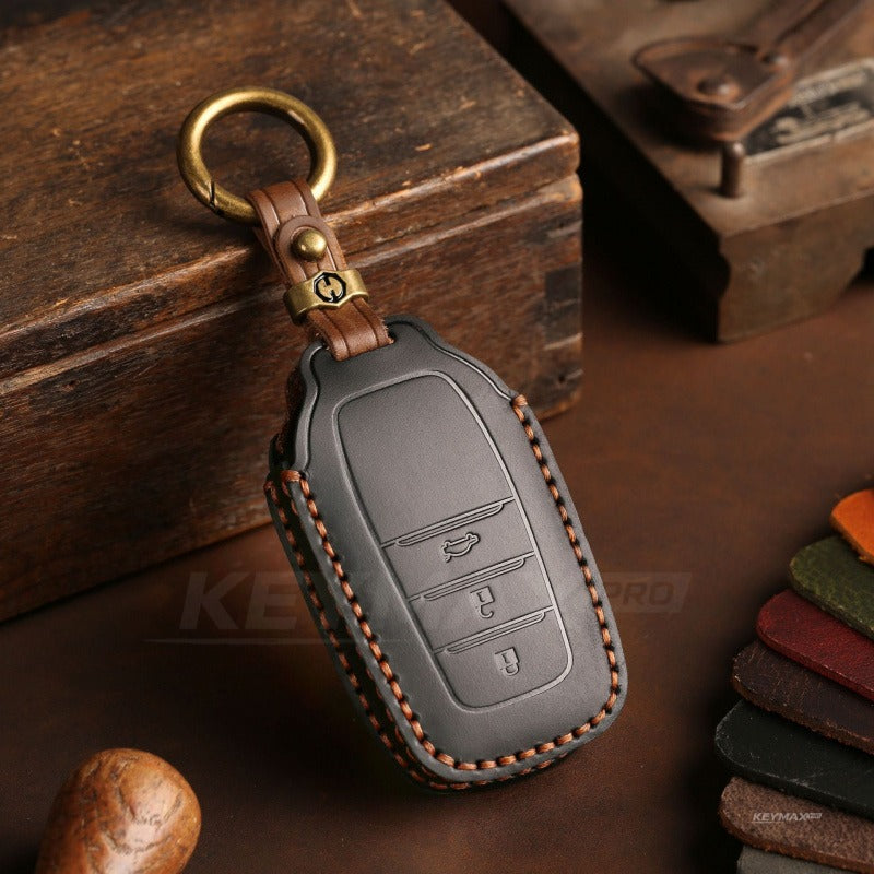 Toyota Leather Key Case for Corolla Camry Avalon RAV4 C-HR(#TA09) - 3-key / Black