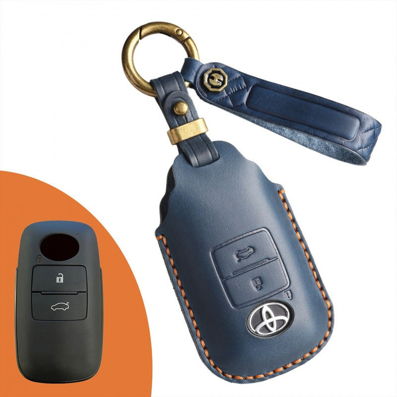 Toyota Raize Leather Key Case Handmade | Premium Cowhide SEA Version(#TA07) - Blue / 2-key