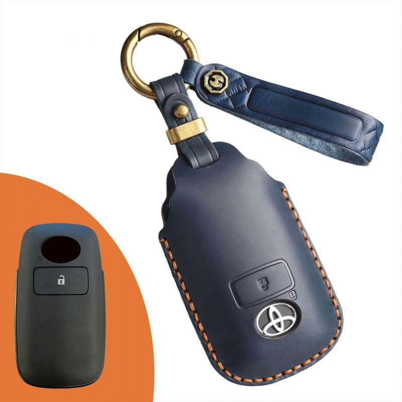 Toyota Raize Leather Key Case Handmade | Premium Cowhide SEA Version(#TA07) - Blue / 1-key