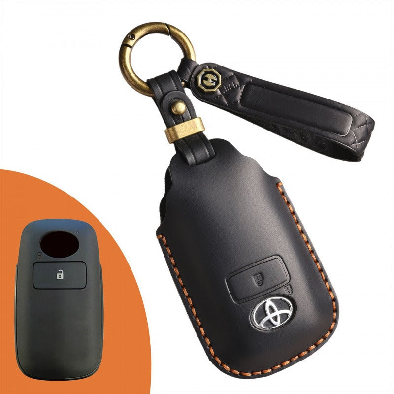Toyota Raize Leather Key Case Handmade | Premium Cowhide SEA Version(#TA07) - Black / 1-key