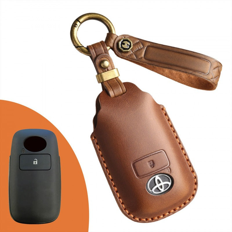 Toyota Raize Leather Key Case Handmade | Premium Cowhide SEA Version(#TA07) - Brown / 1-key