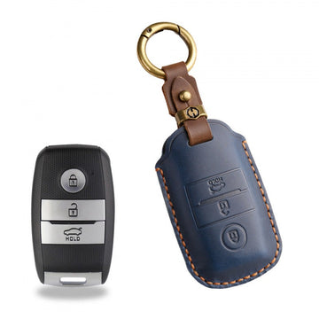 Vintage Kia Carnival MPV Handmade Leather Key Case(#KA227) - Key-3 / Blue