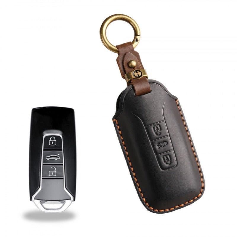 Volkswagen Touareg Leather Key Case(#VW33) - Black