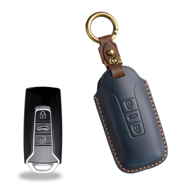 Volkswagen Touareg Leather Key Case(#VW33) - Blue
