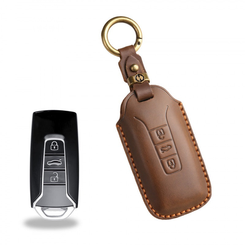 Volkswagen Touareg Leather Key Case(#VW33) - Brown