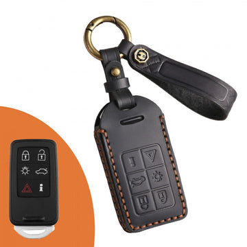 Volvo Crazy Horse Leather Key Case(#V143) - KEY-6 / Black