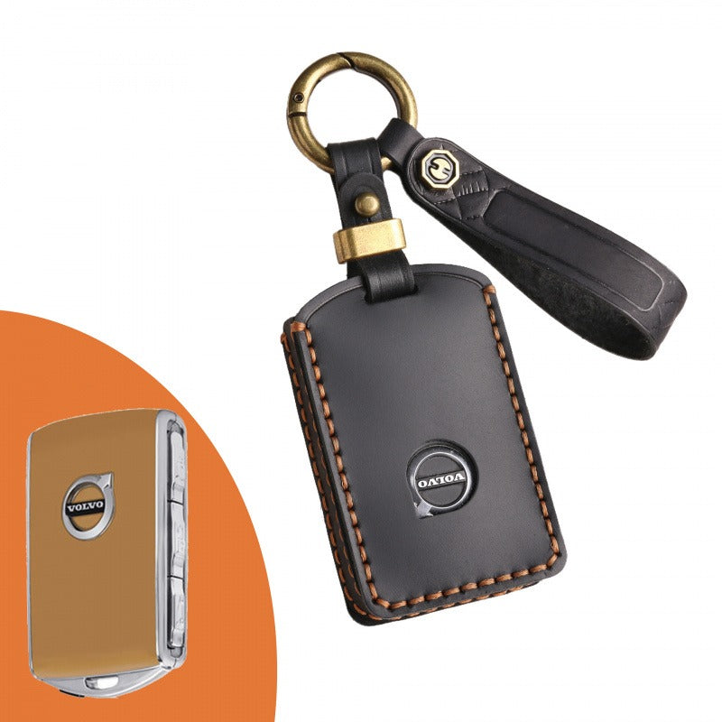 Volvo Crazy Horse Leather Key Case(#V145) - Black