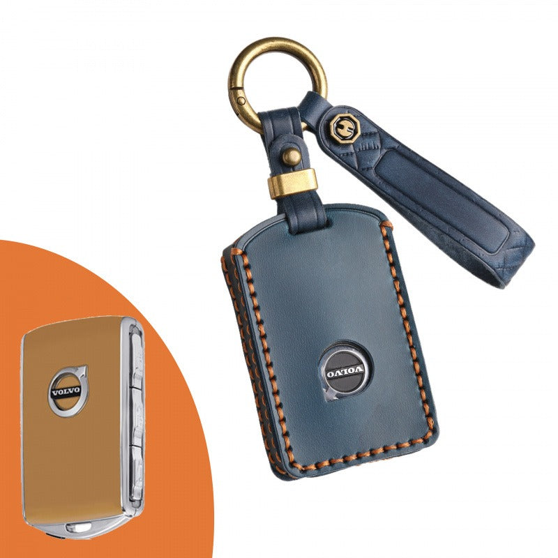 Volvo Crazy Horse Leather Key Case(#V145) - Blue