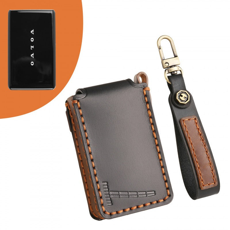 Volvo EX30 Bluetooth Key Leather Case(#v147) - Black