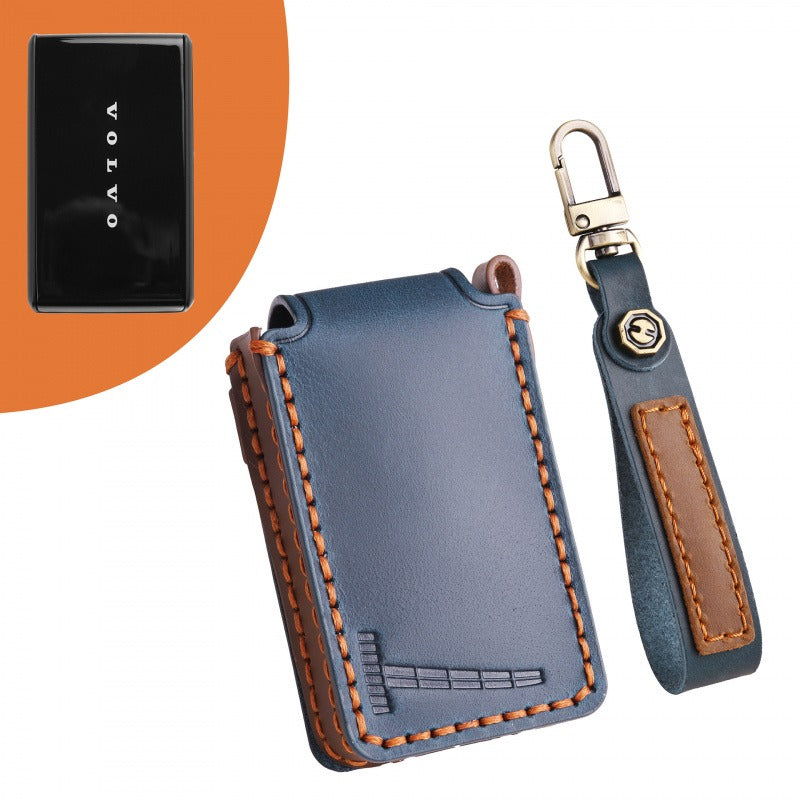 Volvo EX30 Bluetooth Key Leather Case(#v147) - Blue