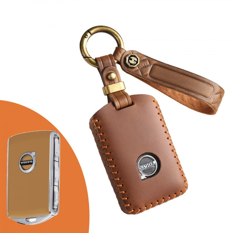 Volvo New Model Handmade Leather Key Case(#V136) - Black
