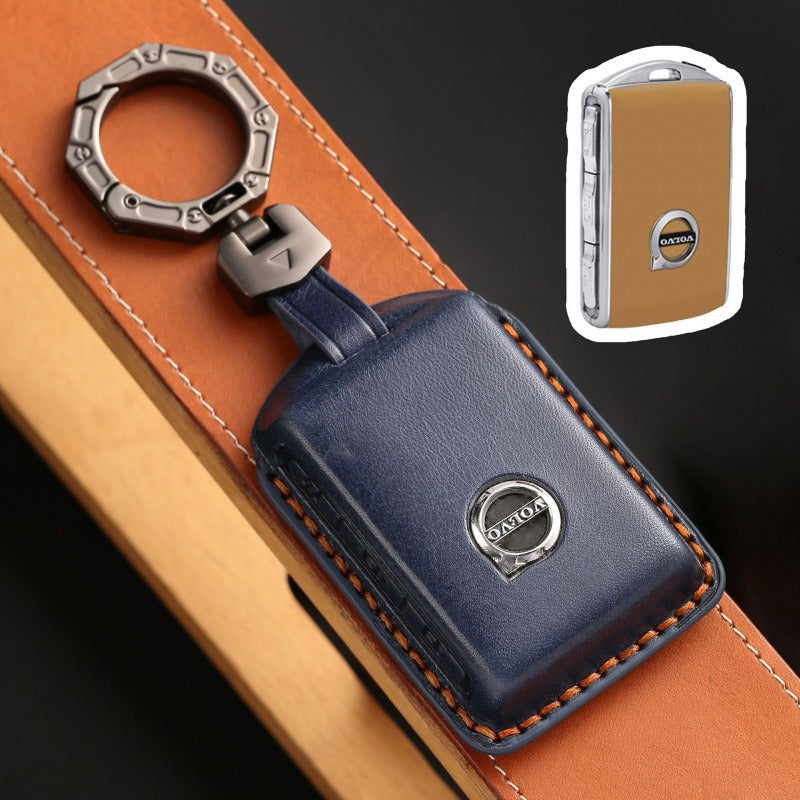 Volvo S90 XC60 XC90 Handmade Leather Key Case(#V142) - Blue