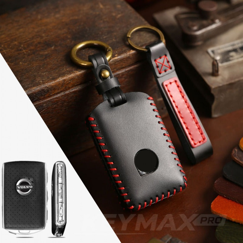 Volvo S90 XC90 XC60 S60 Handmade Leather Key Case(#V141) - Black