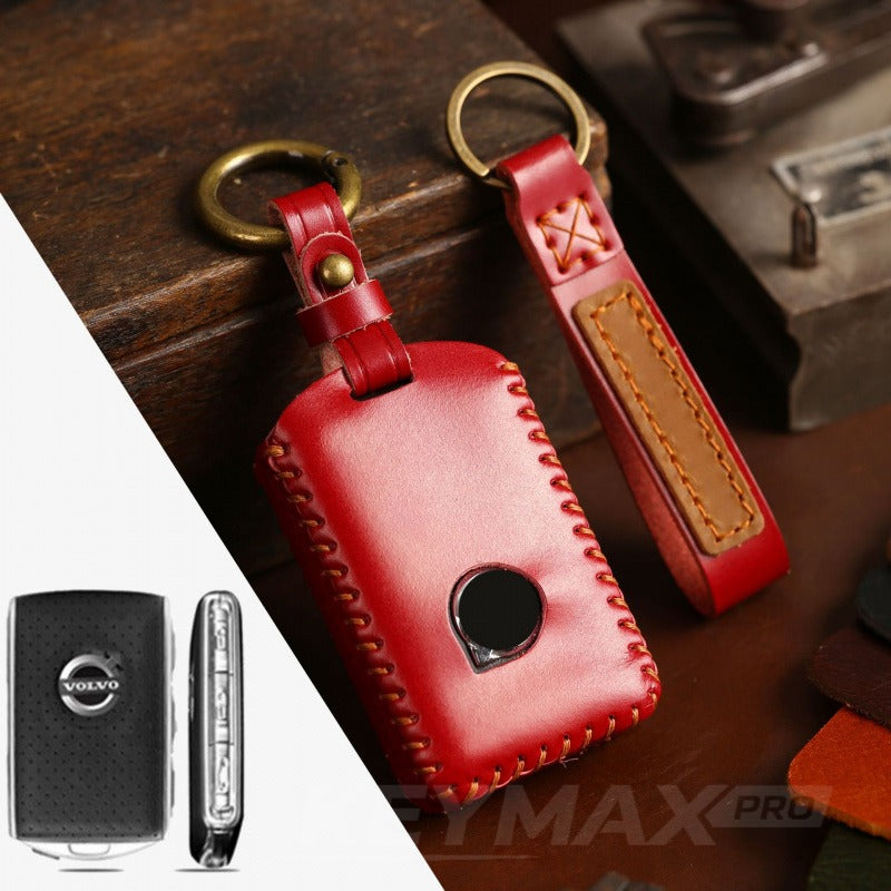 Volvo S90 XC90 XC60 S60 Handmade Leather Key Case(#V141) - Red