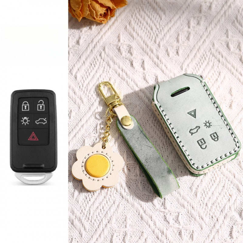 Volvo Waxed Leather Key Case S60 XC60 S90 XC90 XC40L(#v146) - KEY-5 / Green