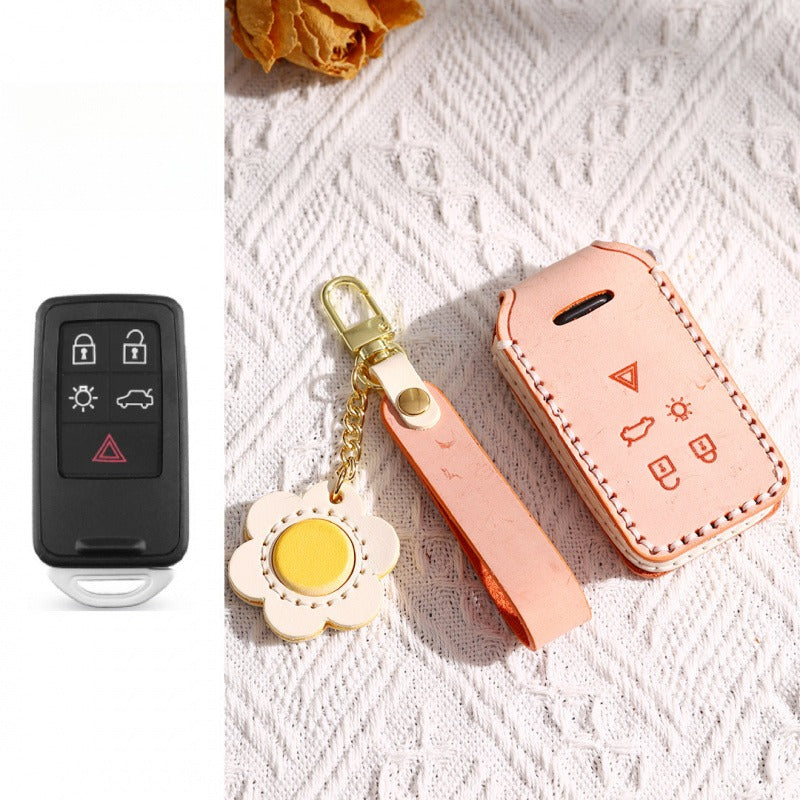 Volvo Waxed Leather Key Case S60 XC60 S90 XC90 XC40L(#v146) - KEY-5 / Orange
