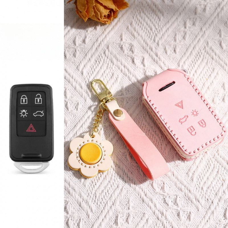 Volvo Waxed Leather Key Case S60 XC60 S90 XC90 XC40L(#v146) - KEY-5 / Pink