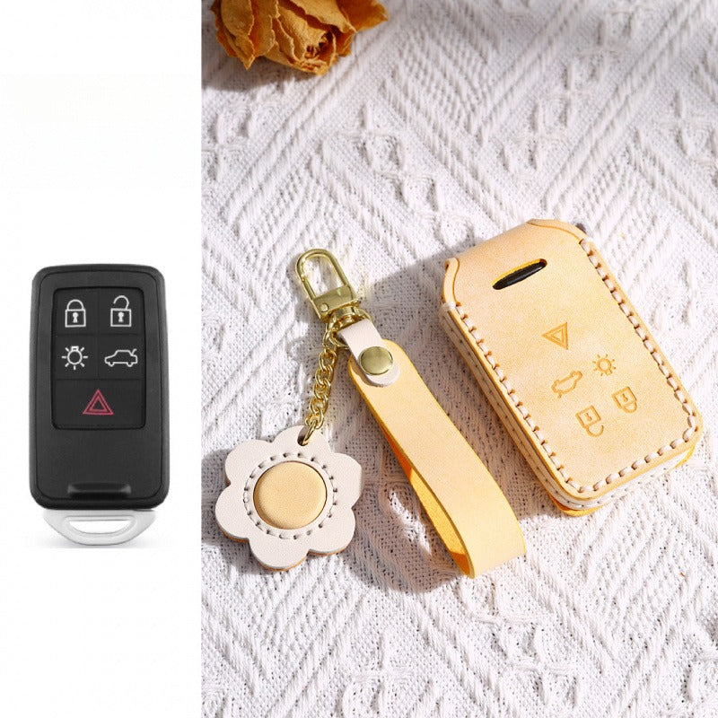 Volvo Waxed Leather Key Case S60 XC60 S90 XC90 XC40L(#v146) - KEY-5 / Yellow